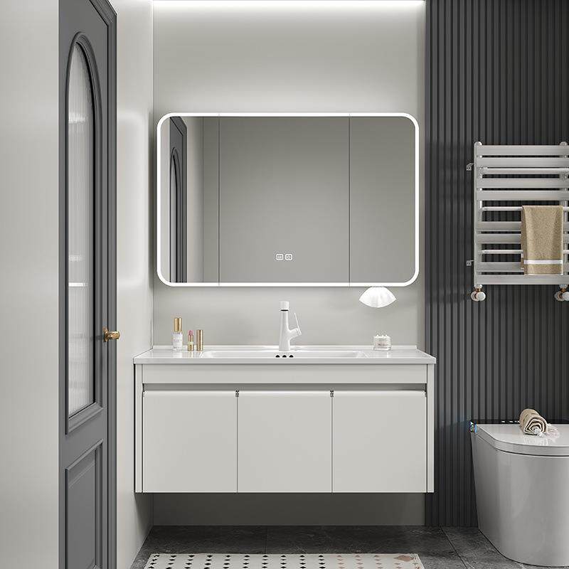 包安装不锈钢蜂窝铝浴室柜组合洗手洗脸池陶瓷一体盆面卫生间柜子