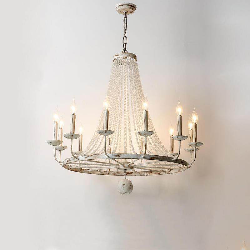 美式乡村吊灯客厅餐厅灯创意法式风格灯具欧式复古白卧室水晶灯饰