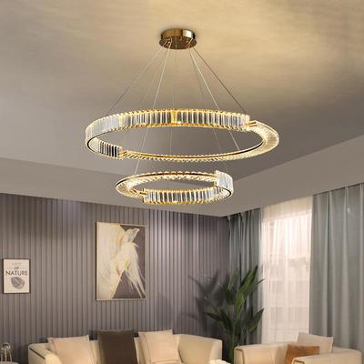 北欧轻奢水晶客厅灯后现代简约餐厅灯饰创意卧室艺术圆环客厅吊灯