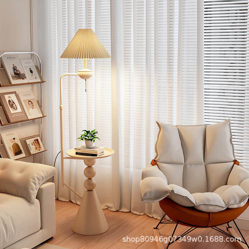 奶油风落地灯客厅沙发旁边置物架摆件装饰氛围灯卧室高级感床头灯