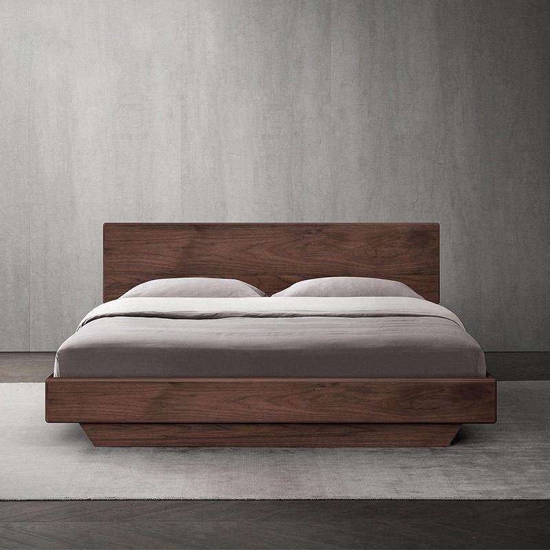 北欧简约全实木双人储物床黑胡桃木气压高箱床现代橡木床悬浮床
