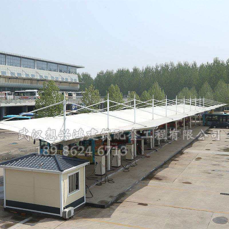 膜结构车棚小汽车棚遮阳安装设计户外充电桩公交车停车棚岗亭