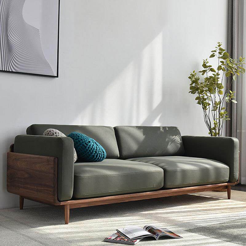 北欧日式简约型客厅家具双人三人位极简式全实木黑胡桃木沙发组合