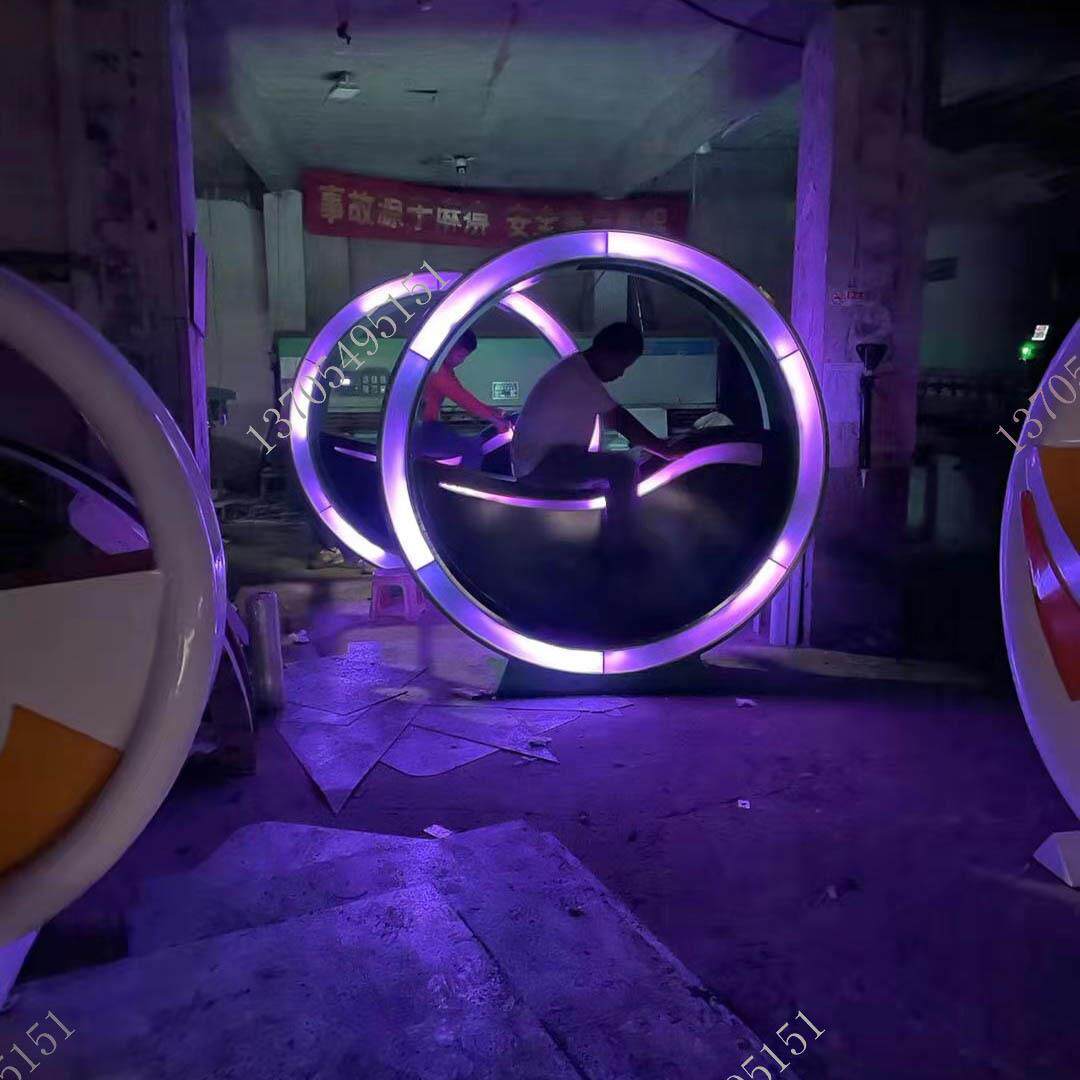 不锈钢单车户外自行车喷泉景区喷水装置脚踏亲子互动亮化摆件