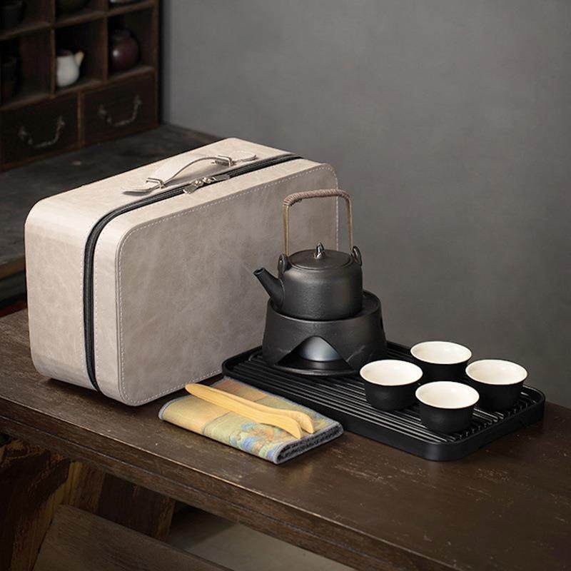 户外旅行茶具套装泡茶全套装备带烧水炉便携车载露营围炉煮茶高档