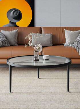 意大利SATE轻奢茶几小户型家用客厅圆型钢化玻璃茶几桌阳台小桌子