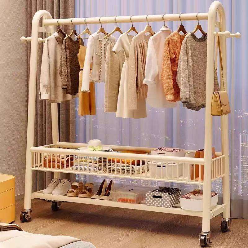 家用收纳挂衣架落地卧室衣帽架阳台晒晾衣架房间简易出租房衣服架