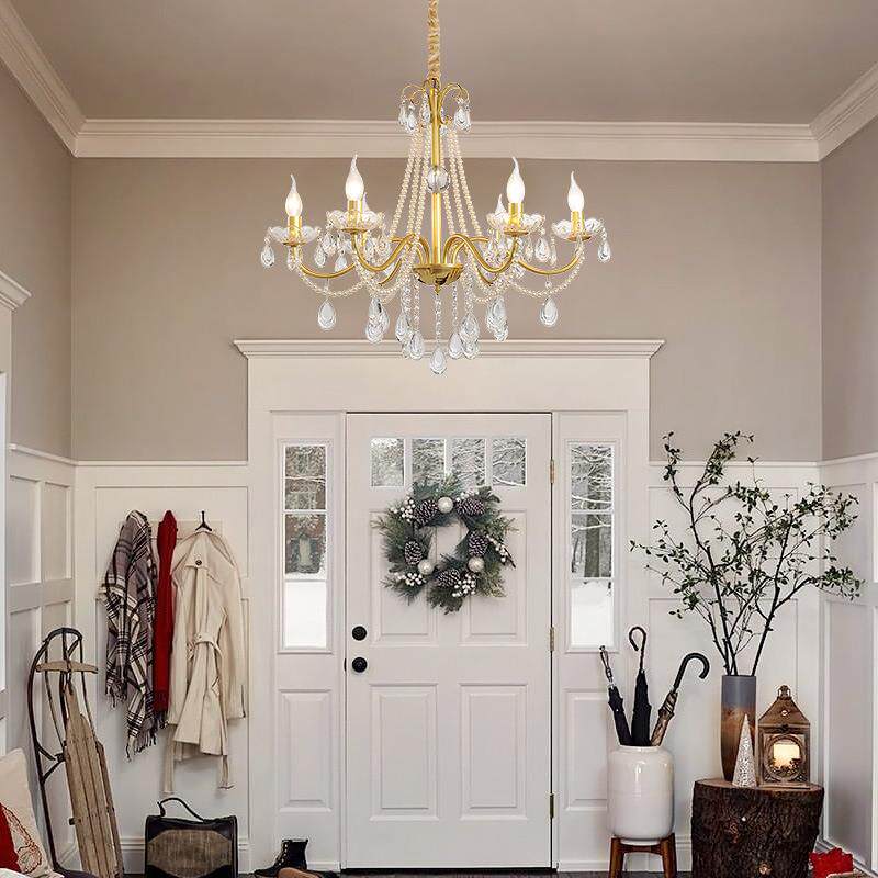 2022年新款简约现代客厅水晶灯吊灯法式婚庆LED蜡烛卧室餐厅壁灯