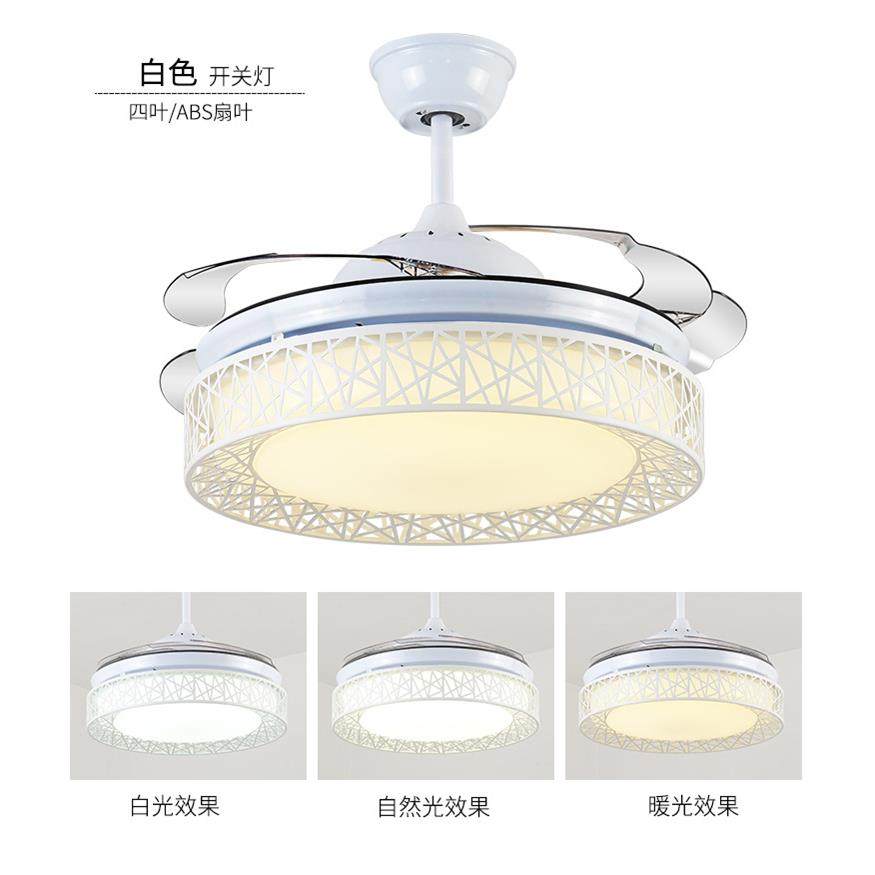 现代客厅吸顶风扇吊灯LED隐形风扇灯卧室餐厅42寸遥控鸟巢吊扇
