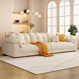 奶油风灰色绒布云朵布艺沙发客厅小户型直排北欧简约科技绒极简