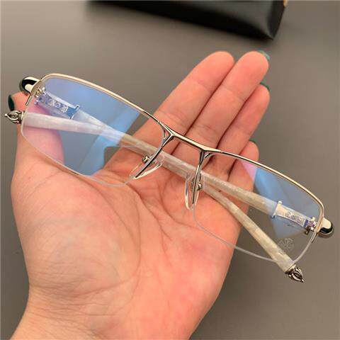 thumbnail for Sword-Shaped Half-Frame Glasses Frame Ultra-Light Artistic Retro Unisex Prescription Eyeglass Frame Nicholas Tse Style Business