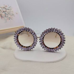 出口丹麦/安娜卡列琳娜/紫水晶/宝石眼镜紫外线新款太阳镜kk415