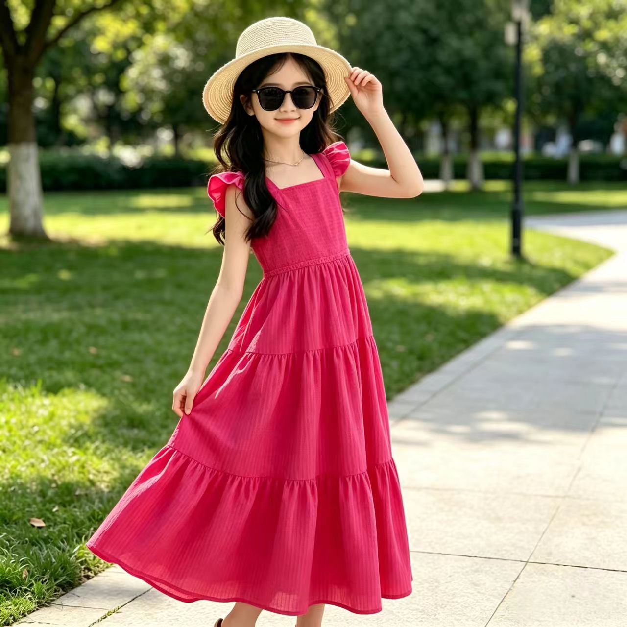 女童夏季无袖背心裙夏装时尚薄款