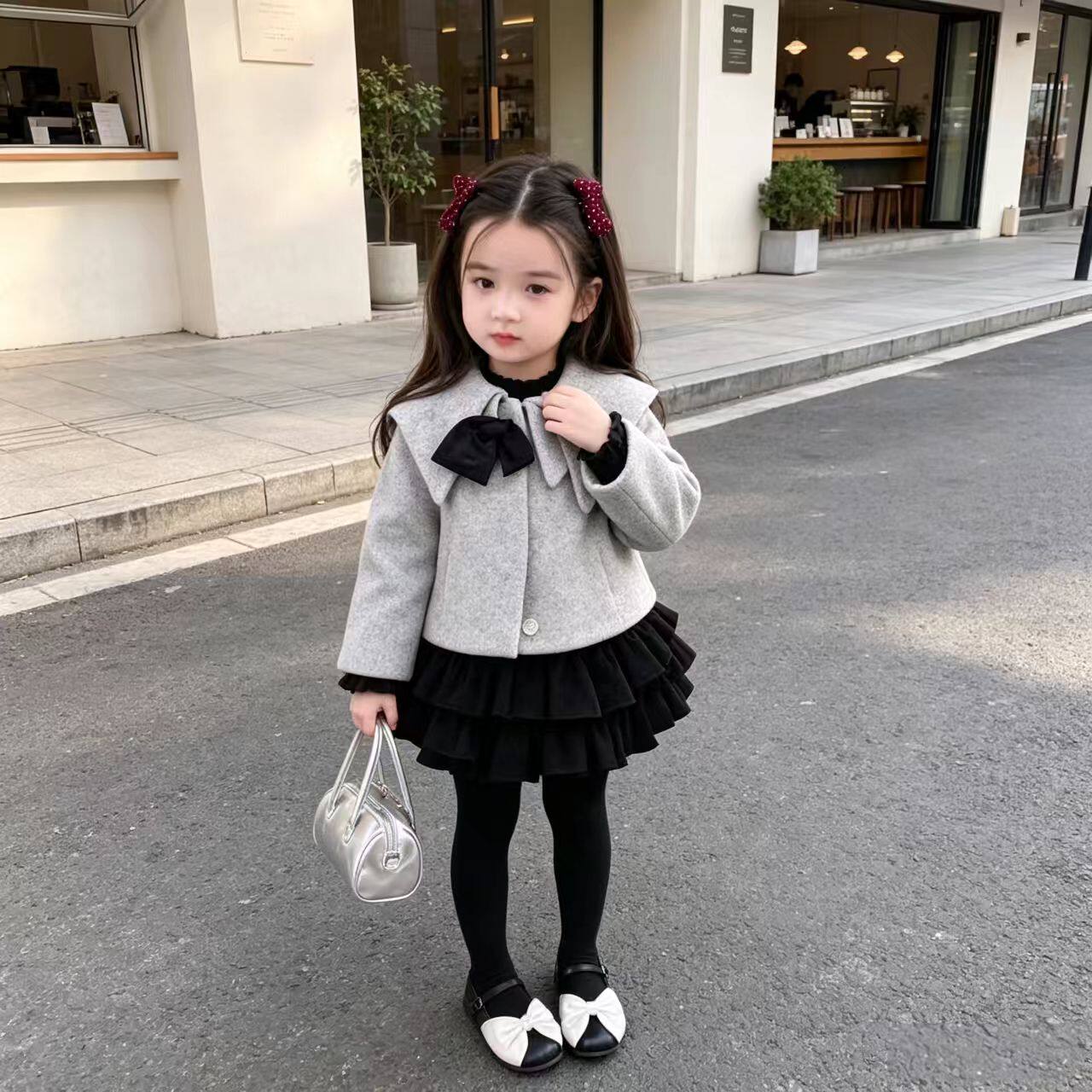 时髦冬装女童小香风短款大衣