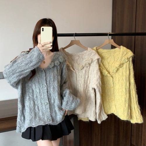 大码女装海军领立体花朵