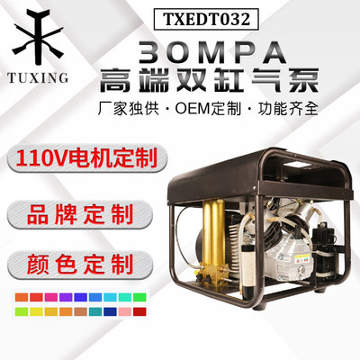 TUXING潜水款双缸充气泵4500psi 高压电动打气机30mpa 内置水冷