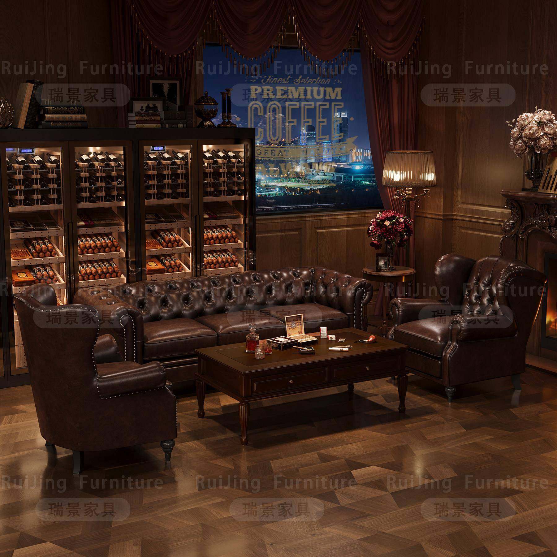 雪茄沙发美式复古威士忌酒吧桌椅私人会所烟酒包房单双人座椅组合,商业/办公家具,沙发,淘宝优惠券,粉丝福利购,淘宝优惠卷