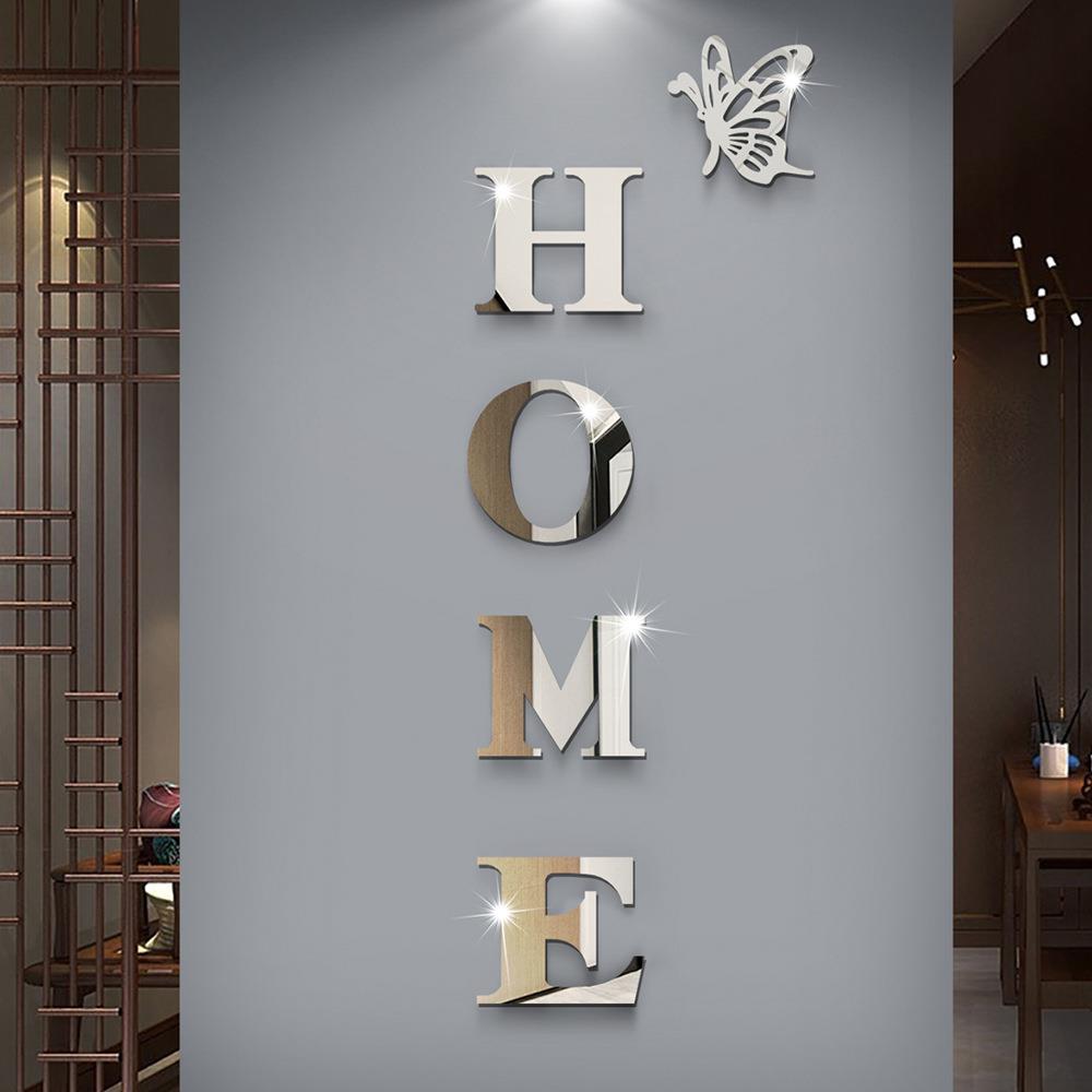 JM1237跨境外贸HOME家庭标语亚克力3d立体镜面墙贴玄关门口装饰品