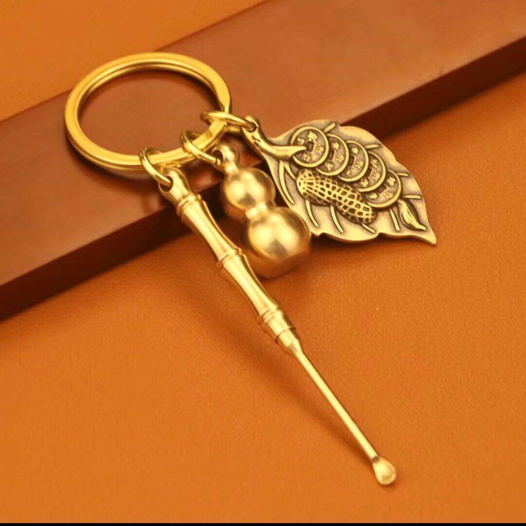 黄铜多功能耳勺牙签一体两用钥匙扣掏耳扒挂件掏耳朵神器高档随身