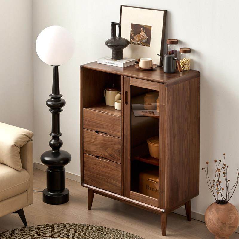 拾慕北美黑胡桃木中古风酒柜餐边储物一体小户型客厅立柜,住宅家具,餐边柜,淘宝优惠券,粉丝福利购,淘宝优惠卷