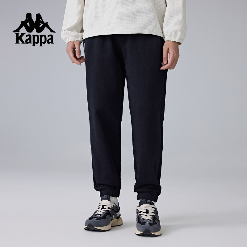 Kappa卡帕背靠背纯棉复古长裤男款休闲针织裤运动裤子收口束脚裤