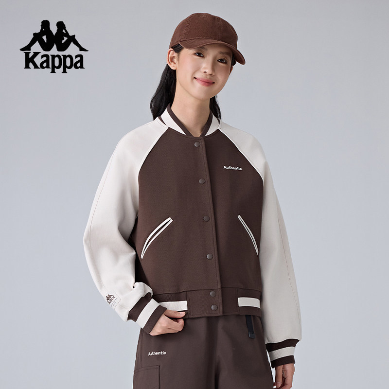 卡帕女款复古针织运动夹克外套