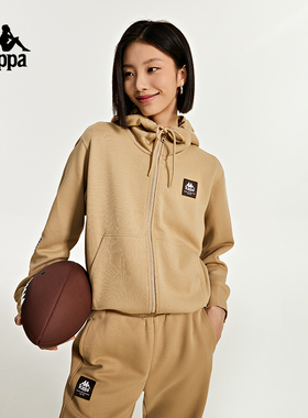 Kappa卡帕运动卫衣2023女秋休闲连帽开衫外套简约上衣K0D62MK60