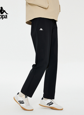 Kappa卡帕运动裤2024新款女黑色长裤简约休闲裤校服卫裤K0E22AY40