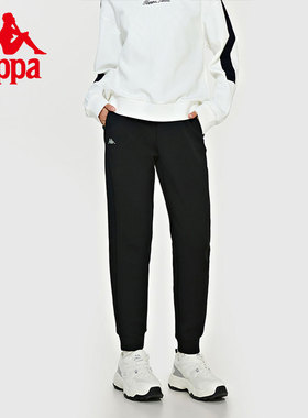 Kappa卡帕针织休闲裤2024新款女简约运动裤弹力小脚卫裤K0E22AK41