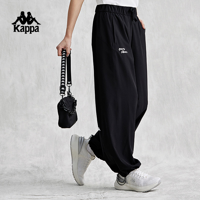 kappa卡帕运动裤2024新款女防水长裤弹力阔腿裤小脚卫裤k0e42ay41