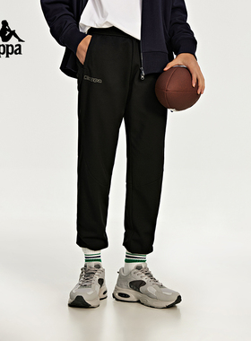 Kappa卡帕运动裤2023男黑色长裤针织休闲裤收口小脚卫裤K0D52AK41
