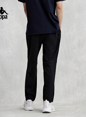 Kappa卡帕休闲裤2024新款男夏凉感运动裤黑色长裤小脚裤K0E32AK44