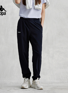 Kappa卡帕复古休闲裤2024新款女运动裤黑色长裤小脚卫裤K0E42AK01