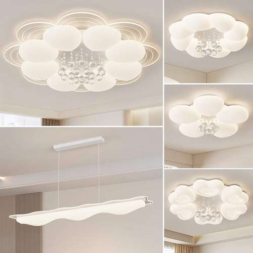 客厅吸顶灯简约现代2025新款奶油风轻奢水晶灯全光谱护眼圆形主灯