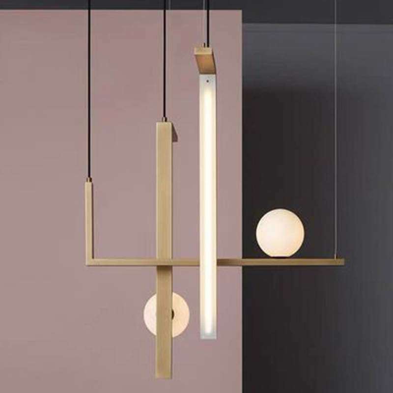 北欧创意灯具 后现代极简客厅吊灯 复式楼别墅软装楼梯组合灯