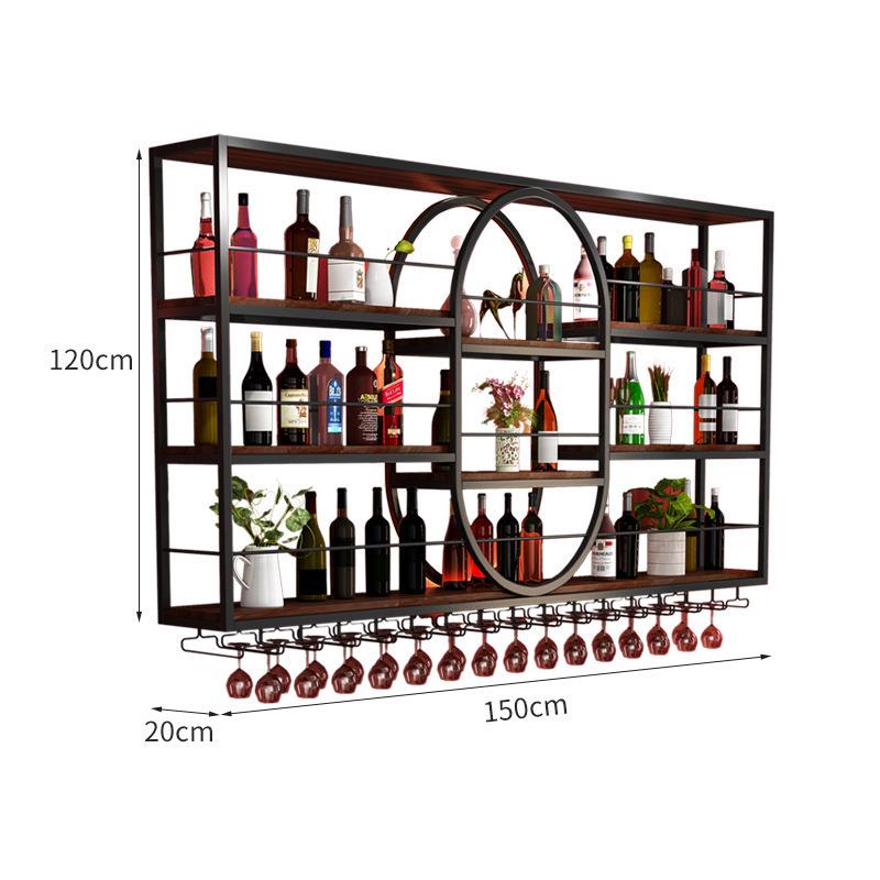 客厅酒吧餐厅装饰挂墙红酒展示架吧台酒架铁艺壁挂式酒柜置物架子