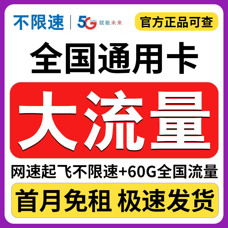 中国广电流量卡纯流量上网卡无线限5g手机卡电话卡大王卡全国通用