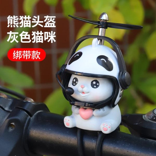 自行车小黄鸭车载公仔电动车小猫摩托车装饰品配件竹蜻蜓头盔电瓶