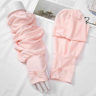 防晒袖 透气 套女夏感指户外手臂套凉骑行加长宽松潮漏护袖 开车薄款