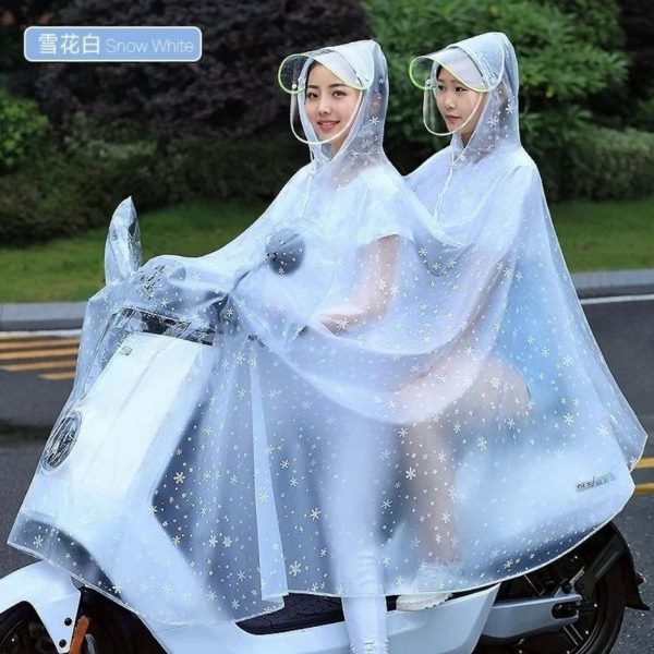 电动摩托车雨衣双人男女骑行电瓶车2人透明母子专用新款防暴雨披