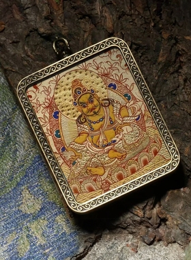 西藏纯手绘唐卡吊坠扎基拉姆