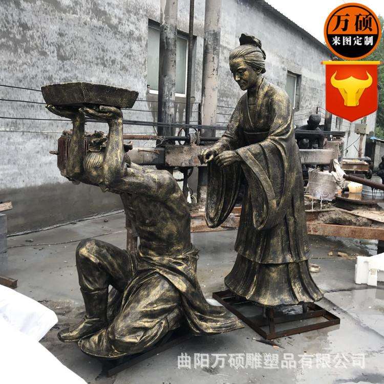 玻璃钢成语故事雕塑小品 岳母刺字岳飞精忠报国人物雕塑摆件