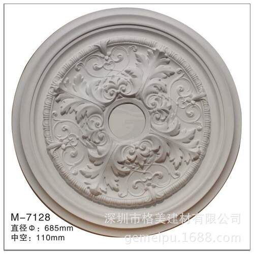 法式PU灯盘圆形吊顶造型装饰欧式仿石造型灯盘轻奢款