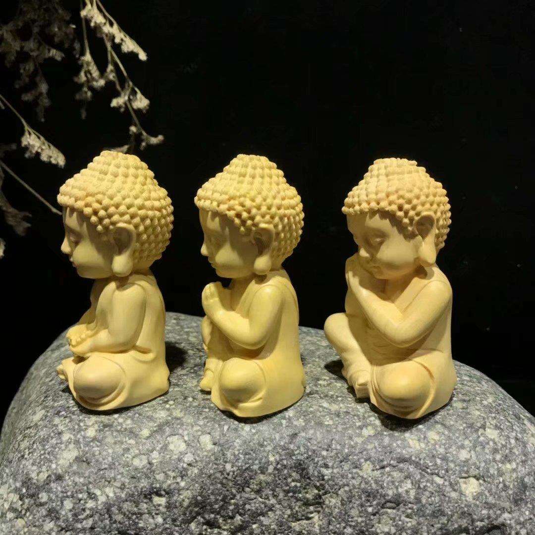 黄杨木雕如来小释迦摆件家居实木文玩手把件工艺茶宠小件汽车饰品