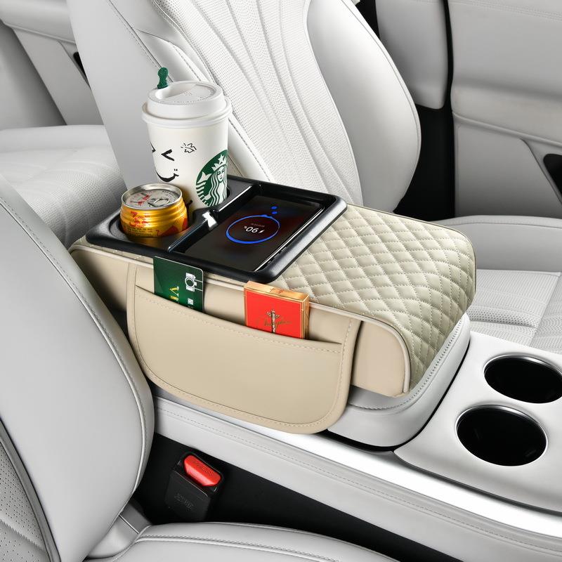 15W无线快充电汽车扶手箱保护垫车载纸巾盒FCC、CE、RoHS认证