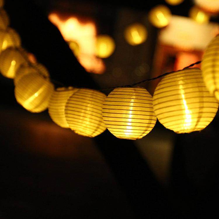 跨境电商太阳能灯串20LED灯笼户外防水新年春节圣诞庭院装饰彩灯