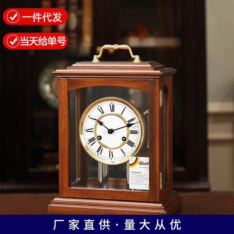 欧式机械座钟家用老式发条钟表客厅桌面实木台钟赫姆勒铜机芯329,电子元器件市场,其它元器件,淘宝优惠券,粉丝福利购,淘宝优惠卷