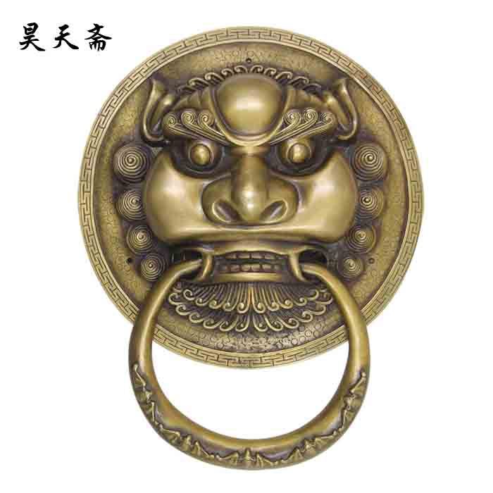 昊天斋新中式古典大门仿古铜门环俯首兽头铜拉手四合院把手