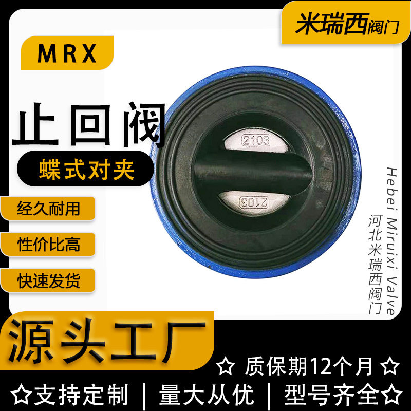 蝶式对夹止回阀 阀体衬胶 逆止阀 单向阀 厂家 河北泊头DH77J-16X