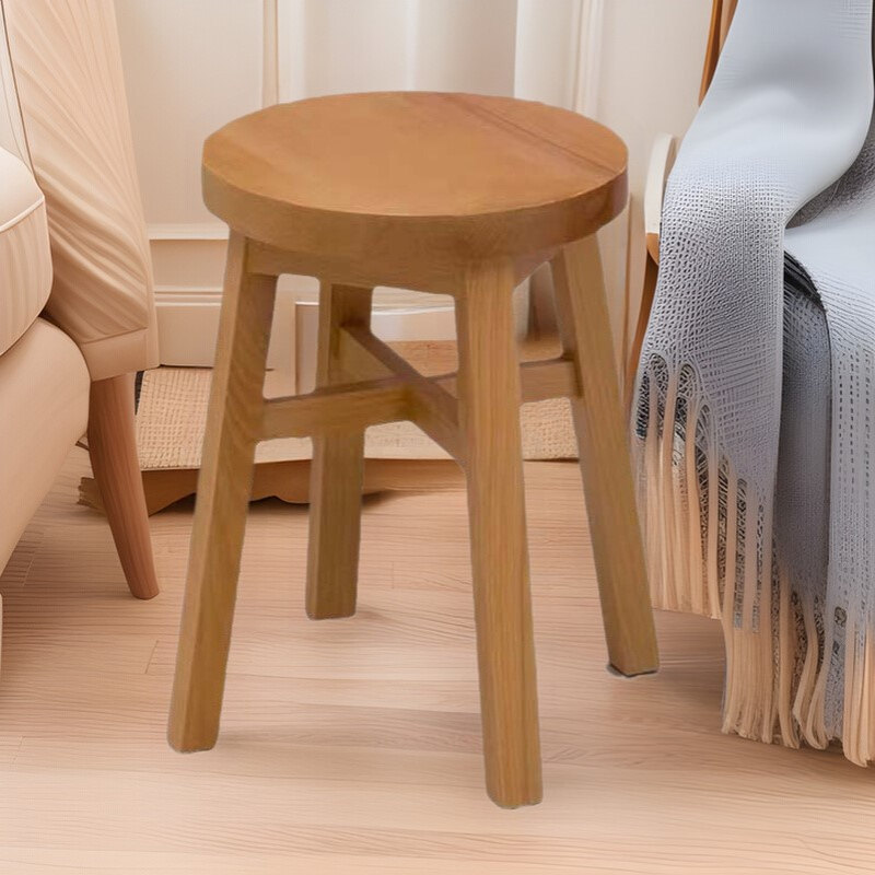 全榉木凳子方横小圆凳高脚凳北欧简约圆凳家用成人八字凳批发